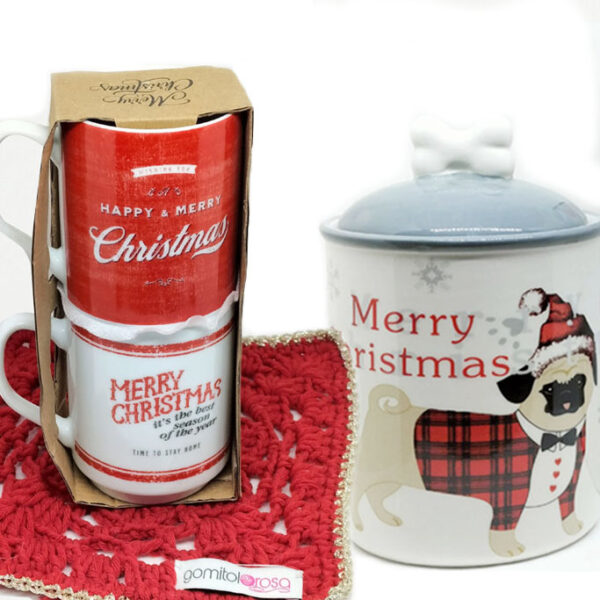2 Tazze in ceramica con Barattolo Merry Christmas