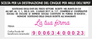 Es. firma 5xmille terzo settore